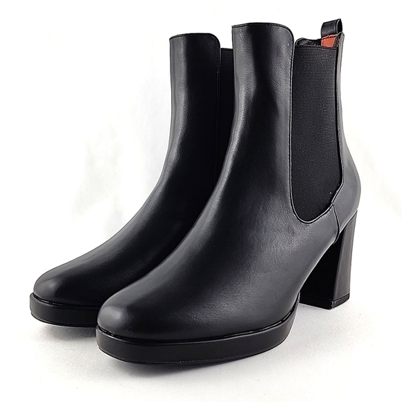 French Connection Black Vegan Leather Platform Tall Ankle Boots Size  US8 - Picture 5 of 16